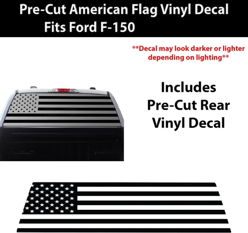 Vista 4 de BOGAR TECH DESIGNS Calcomanía de vinilo precortada para parabrisas trasero compatible con Ford F-150 F150 2015-2024, negro mate