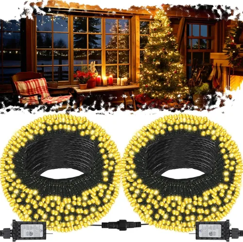 Vista 19 de Luces de Navidad de 33 pies para interiores, 100 luces LED para interiores, cadena de luces de globo para dormitorio, 8 modos con control remoto