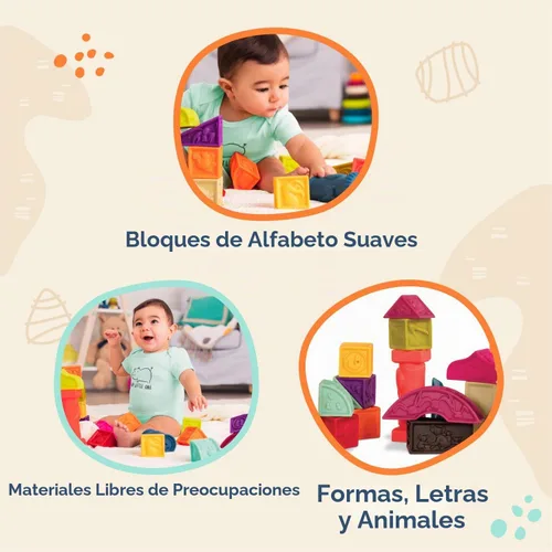 Vista 3 de B. toys Elemenosqueeze - Bloques para bebé, 26 bloques de construcción