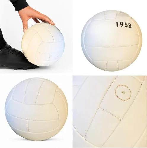Vista 4 de Réplica oficial del balón de fútbol de la Copa del Mundo 1958, réplica del balón de fútbol vintage cosido a mano para jugadores de fútbol adultos