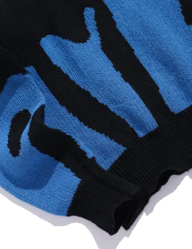 Vista 122 de ZAFUL Y2K - Suéter casual con estampado de llama estética para hombre, suéter de punto holgado, manga larga, cuello redondo