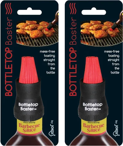 Vista 4 de Jokari Bottletop Baster Jeringa de silicona para botella de salsa barbacoa, loco pero funciona, color negro, paquete de 2 Easy To Use For The