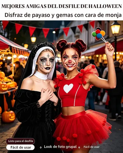 Vista 2 de Pegatinas de tatuajes para disfraz de payaso para Halloween, 2 piezas