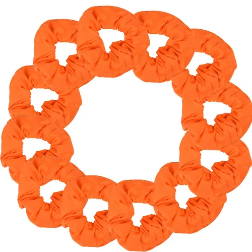 Vista 9 de Paquete de 12 ligas sólidas para el cabello (negro) One Dozen Matching Hair Ties, Soft Cotton Fabric, Gentle No-Crease Hold, Great for Teams