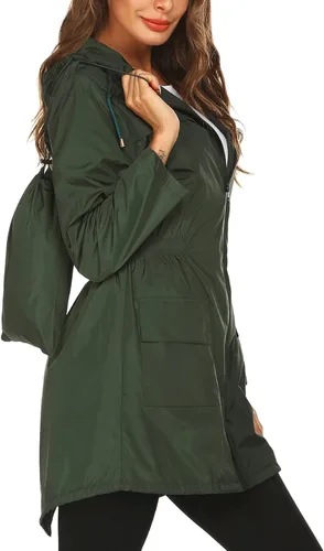 Vista 2 de Chubasqueros para mujer, impermeables, ligeros, plegables, para exteriores, con capucha