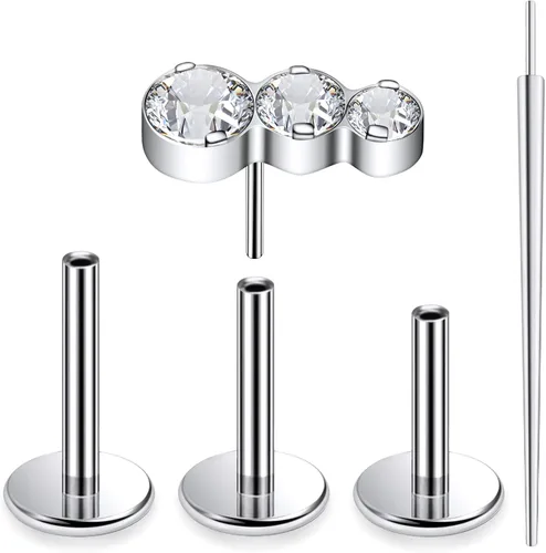 Vista 12 de 20G 18G 16G Astm F136 - Aretes de titanio sin rosca con parte trasera plana, tragus hélice, caracola, piercing, nariz, labio, hélice, cartílago