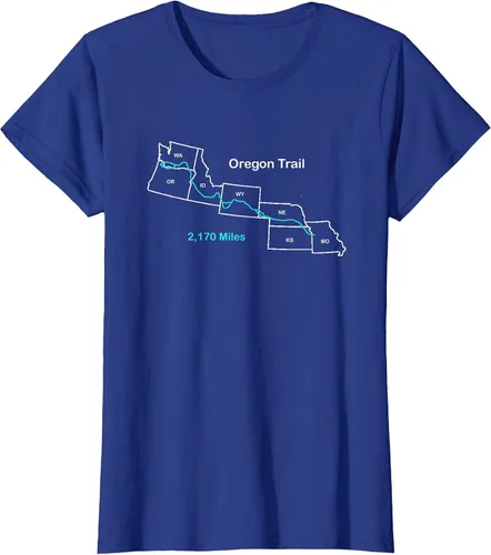 Vista 60 de Route Map of The Oregon National Historic Trail T-Shirt Asphalt Grey