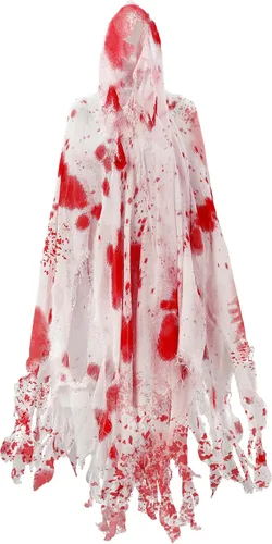 Vista 8 de Fourluoo Capa con capucha de la parca de Halloween para hombres y mujeres Blanco