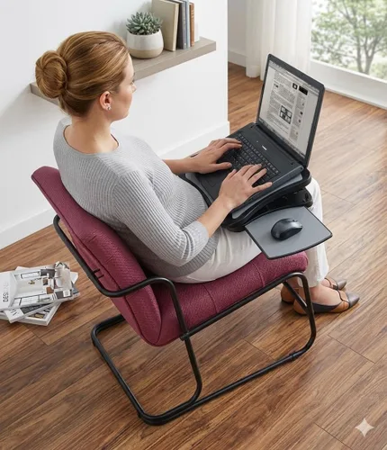 Vista 6 de MAX SMART Soporte de regazo para laptop con alfombrilla de mouse adjunta, cojín y ventilador de refrigeración USB, soporte antideslizante