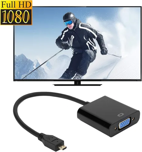 Vista 5 de Convertidor de video micro a VGA, adaptador de convertidor de video micro HDMI a VGA, adaptador de convertidor de video micro a VGA 1080P, para 4B