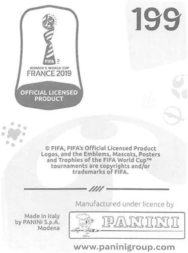 Vista 2 de Panini FIFA - Calcomanías para álbumes de la Copa Mundial Femenina de Francia 2019 (solo adhesivo individual) Fútbol #199 Elena Linari Italia 2