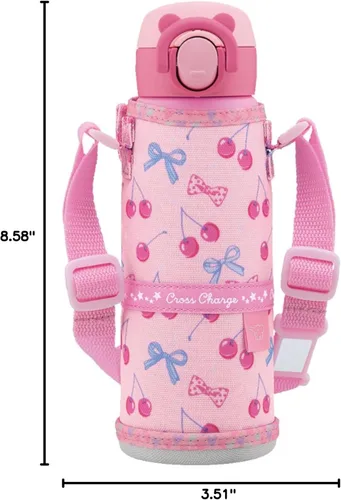 Vista 8 de Zojirushi SM-UA48-PZ - Botella de agua para niños con cordón, para niños, para viajes escolares o escolares, taza de acero inoxidable, lavadora sin