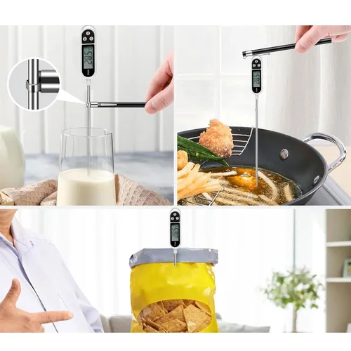 Vista 5 de Termómetros de lectura instantánea Pantalla LCD Termómetro digital para alimentos con sonda de 5.5 pulgadas de largo Termómetro de cocina Medidor