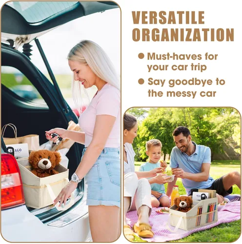 Vista 6 de Honeydak Organizador de asiento de pasajero, almacenamiento plegable para consola, asiento delantero/trasero con múltiples bolsillos, organizador