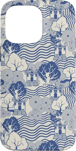 Vista 19 de Blue Pagoda Chinoiserie Pattern Case for iPhone 17