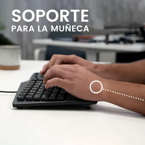 Vista 4 de Perixx PERIBOARD-335RD ES Teclado compacto mecánico ergonómico con Cable - Interruptores lineales rojos de perfil Bajo - Teclas programables