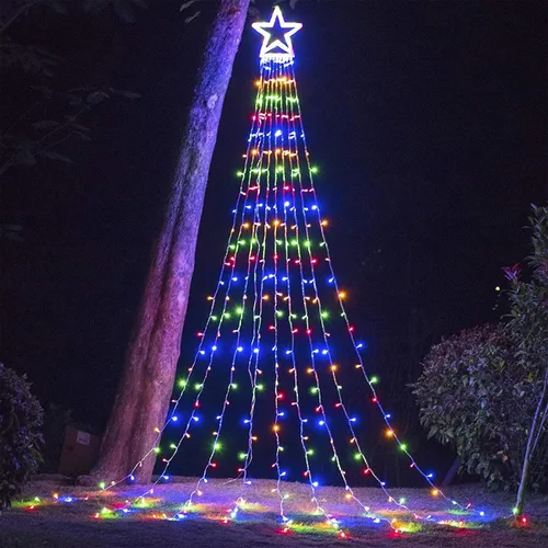 Vista 8 de Decoración al aire libre para Navidad (nueva), 320 luces LED colgantes centelleantes en forma de hadas para decoración de árbol al aire libre