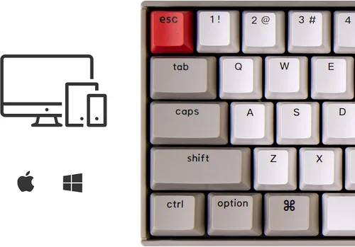 Vista 3 de Keychron Teclado mecánico inalámbrico K6 de 68 teclas para Mac, 65% compacto, Bluetooth, multitarea, teclado de juegos con cable tipo C para Windows