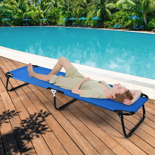 Vista 8 de Tangkula Catre plegable para campamento, cama portátil para acampar con marco de acero, catre portátil militar elevado para viajes adultos y niños