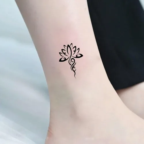 Vista 3 de Etiqueta engomada temporal del tatuaje de la flor del loto de la acuarela de loto de la planta impermeable femenina de larga duración