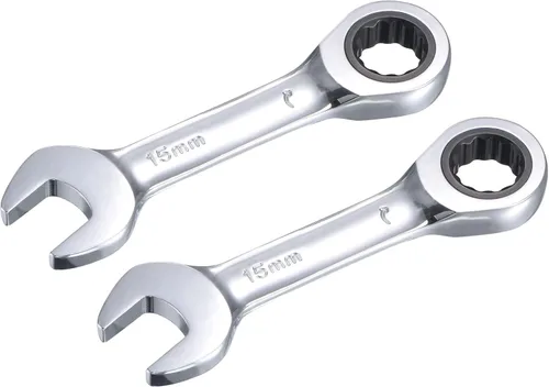 Vista 9 de uxcell Llave combinada de trinquete rechoncha de 0.236 in métrica 72 dientes 12 puntos herramientas terminadas en caja, CR-V 2 piezas