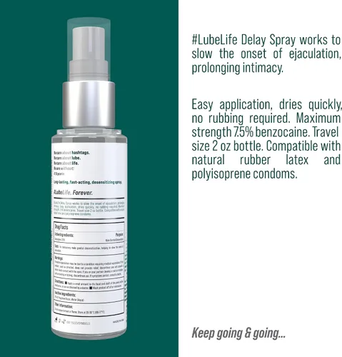 Vista 4 de LubeLife Staycation Combinación de masaje y lubricante 2 en 1, espray de retardo de control climax de 2 onzas líquidas, a base de agua, 8 onzas