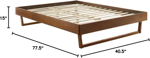 Vista 2 de Modway MOD-6212-WAL Billie - Marco de cama con plataforma de madera, tamaño individual, nogal