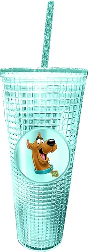 Vista 22 de Spoontiques Vaso de diamante festivo, 20 onzas - Vaso texturizado con pajita, aislamiento de doble pared, sin BPA - Una historia de Navidad