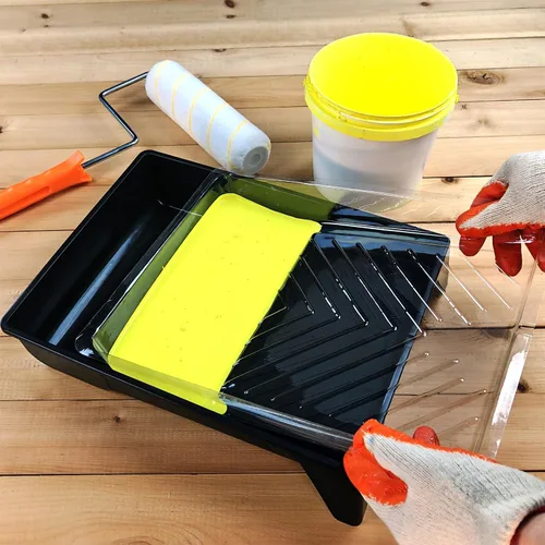 Vista 5 de Great Andrew Paquete de 4 Forros para Bandejas de Pintura de 9 Pulgadas, 2 Bandejas de Plástico Resistente con 2 Forros Desechables para Bandejas