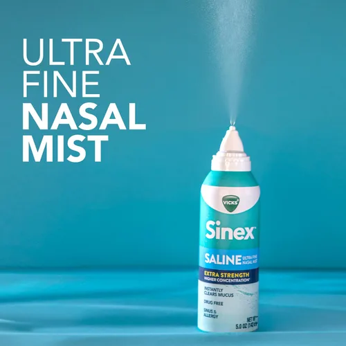 Vista 7 de VICKS Sinex Spray Nasal Salino de Fuerza Extra, Niebla Ultra Fina 3X Concentrada* Sin Medicamentos, Elimina la Mucosidad al Instante, Ultra