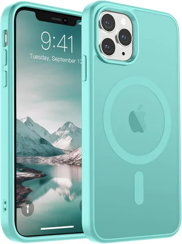 Vista 63 de SUPFINE Funda magnética para iPhone 11 Pro Max (compatible con MagSafe) (protección contra caídas de grado militar), delgada, translúcida mate, a