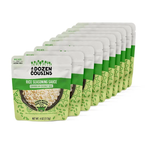 Vista 7 de Paquetes de salsa de condimento de arroz A Dozen Cousins, sazona y prepara tus propios platos de arroz, paquete variado de 6 unidades, Arroz Con