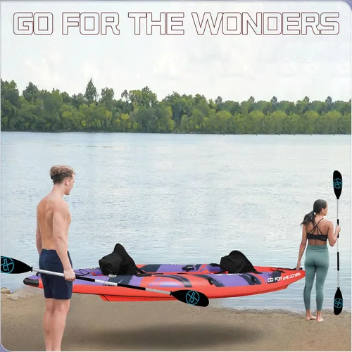 Vista 8 de UPWELL Kayak inflable de 11 pies/14 pies 6 pulgadas con piso de punto de caída y accesorios, incluyendo asiento de kayak con cojín grueso, paleta