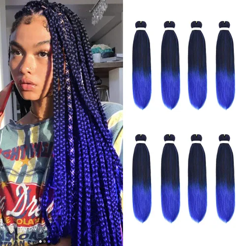 Vista 77 de 8 paquetes de extensiones preestiradas - 16 pulgadas de cabello trenzado premium, 55G/paquete, sin picazón, fijación en agua caliente, textura Perm