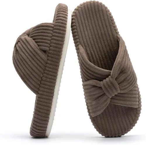 Vista 21 de Chantomoo - Pantuflas para mujer de espuma viscoelástica para la casa con cordón, lazo y tiras cruzadas, zapatos de cama cómodos y de moda