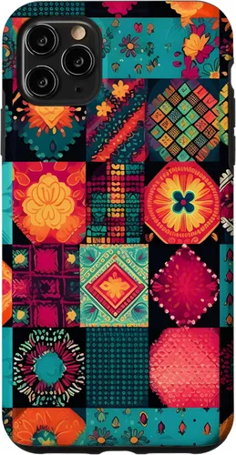 Vista 13 de Inspirado en el edredón de retazos para iPhone 16 Amante del acolchado Funda bohemia colorida