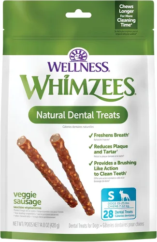 Vista 10 de WHIMZEES Wellness Veggie Sausage - Golosinas dentales para perros, masticables naturales, barra de gran tamaño (7 unidades)