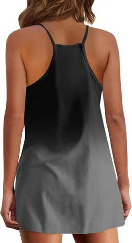 Vista 5 de Camiseta sin mangas para mujer, con tirantes delgados, conjunto deportivo deportivo con cuello en V, camisas sin mangas de verano con pantalones