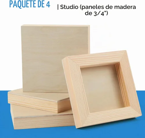 Vista 7 de Falling in Art Kit de paneles de madera de abedul sin terminar para pintura, lienzo de madera, paquete de 4 unidades de 4 x 4 pulgadas de estudio