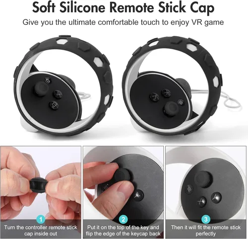 Vista 6 de AMLINK VR Silicone Cover Accessories for Oculus Quest 2, VR Shell Cover Protective, Silicone Face Cover, Adjustable Strap Controller Grip Cover and