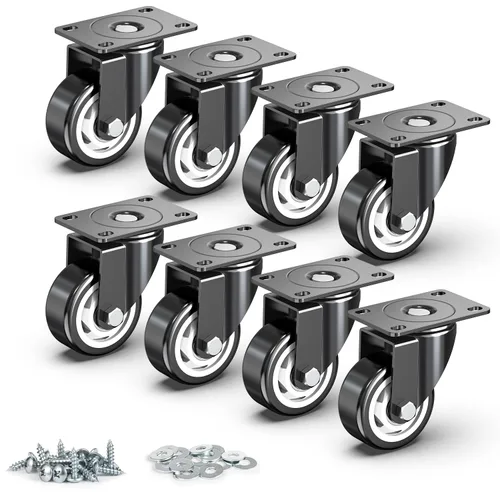 Vista 12 de HOLKIE Ruedas giratorias de 2 pulgadas – Resistente capacidad de 600 libras (paquete de 4) – Ruedas silenciosas de poliuretano sin freno – Ruedas