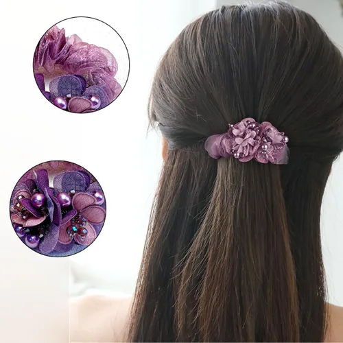 Vista 3 de 4 bandas elásticas para el cabello con diamantes de imitación para mujer, bandas elásticas para el cabello con diamantes de imitación, ligas