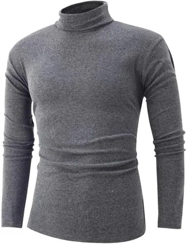 Vista 2 de jonivey Camiseta básica de punto de cuello alto de manga larga para hombre