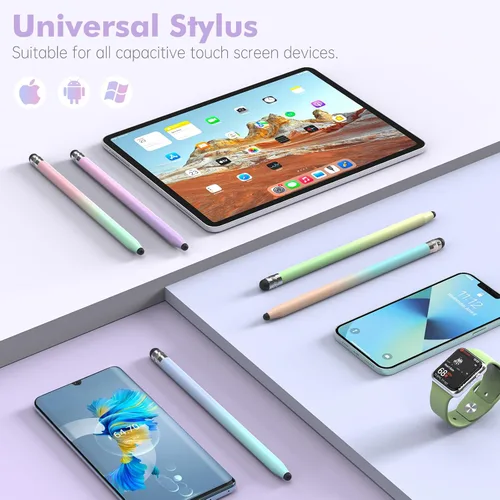 Vista 6 de 5 piezas de lápices táctiles, lápiz táctil 2 en 1 de alta sensibilidad capacitiva para pantalla táctil para iPad, iPhone, Android, Samsung, Tablets