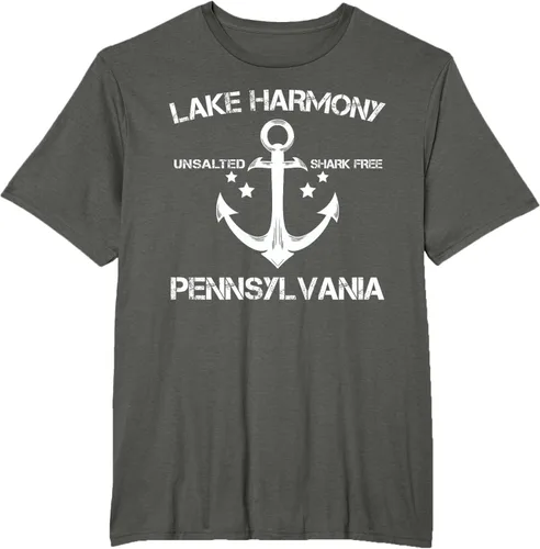 Vista 7 de Playera divertida de Lago Harmony Pennsylvania para acampada o pesca Negro