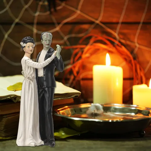 Vista 7 de Pacific Giftware Frank and Bride Dancing Figurine, estatua gótica coleccionable de Frankenstein, 5.25 x 5 x 12 pulgadas