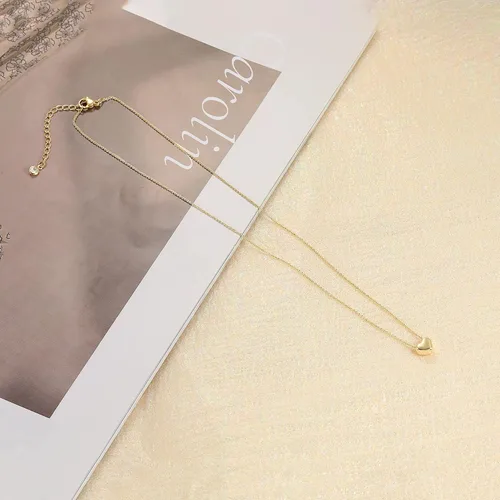 Vista 7 de Collares de corazón para mujer, delicado collar de oro de 14 quilates, collar de corazón de plata, gargantilla simple para mujer, joyería de moda