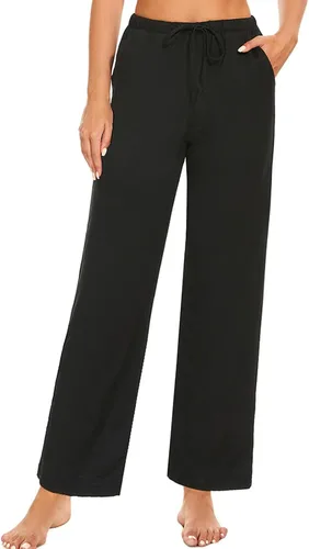 Vista 3 de Devirld Pijama largo casual de yoga para mujer, pantalones de descanso con cordón