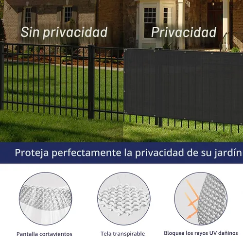 Vista 3 de Windscreen4less - Pantalla de privacidad para valla de 6 x 20 pies, resistente; tela de malla para valla de protección contra viento, cubierta Negro