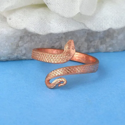 Vista 3 de Anillo Tamba Naag ajustable energizado de cobre puro marrón para unisex